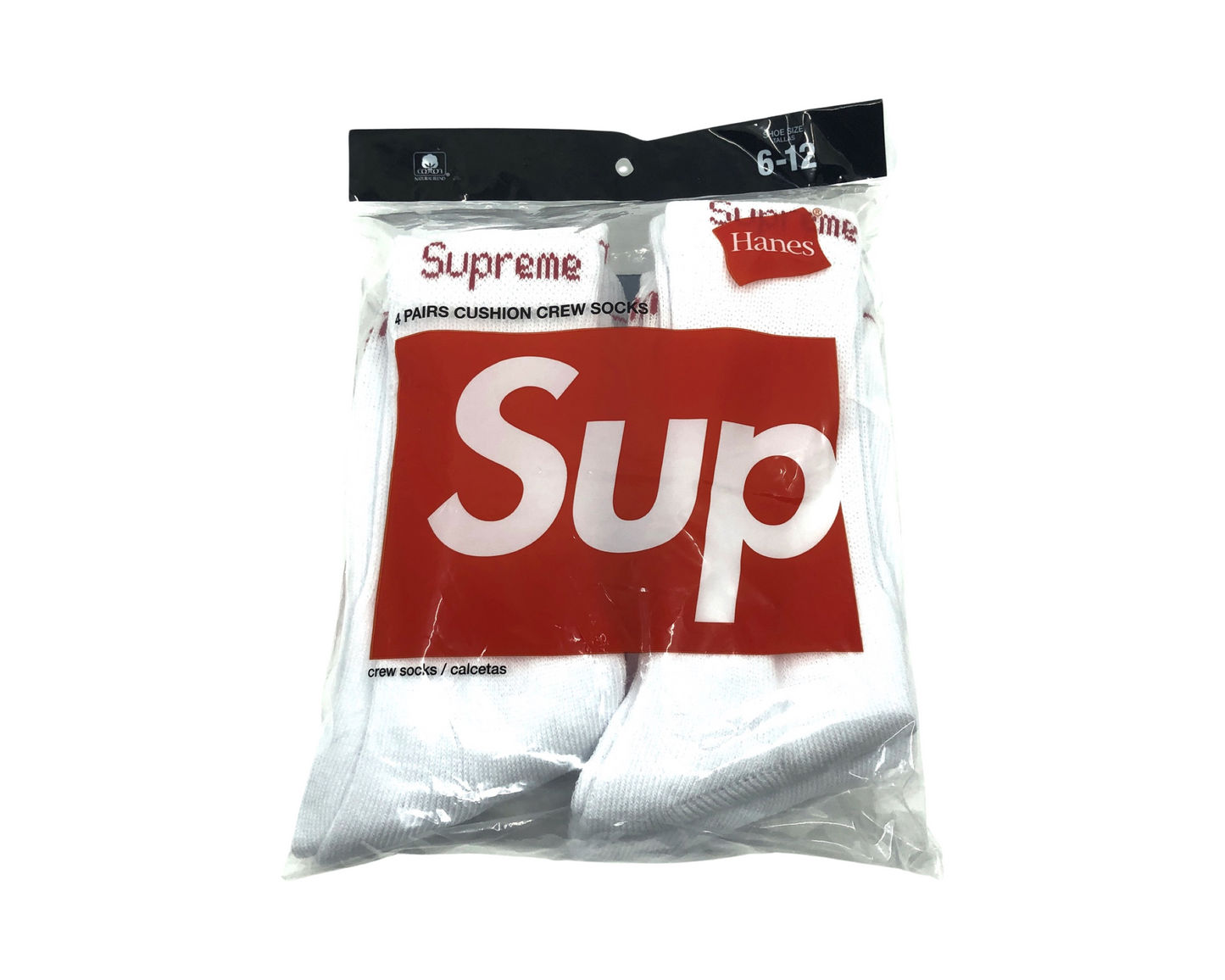 Supreme Hanes Crew Socks (4 Pack) White