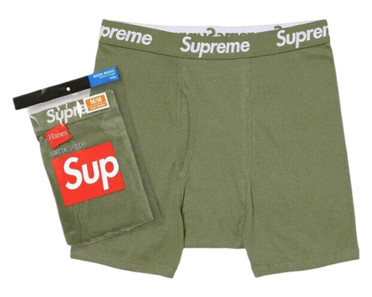 Supreme Hanes Boxer Briefs (2 Pack) Olive