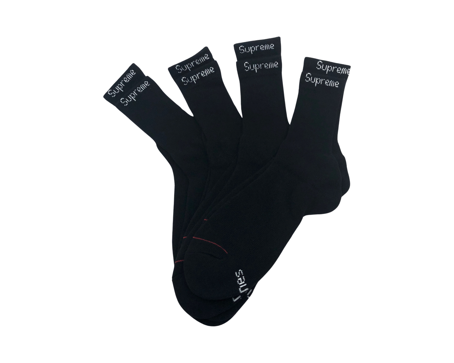 Supreme Hanes Crew Socks (4 Pack) Black