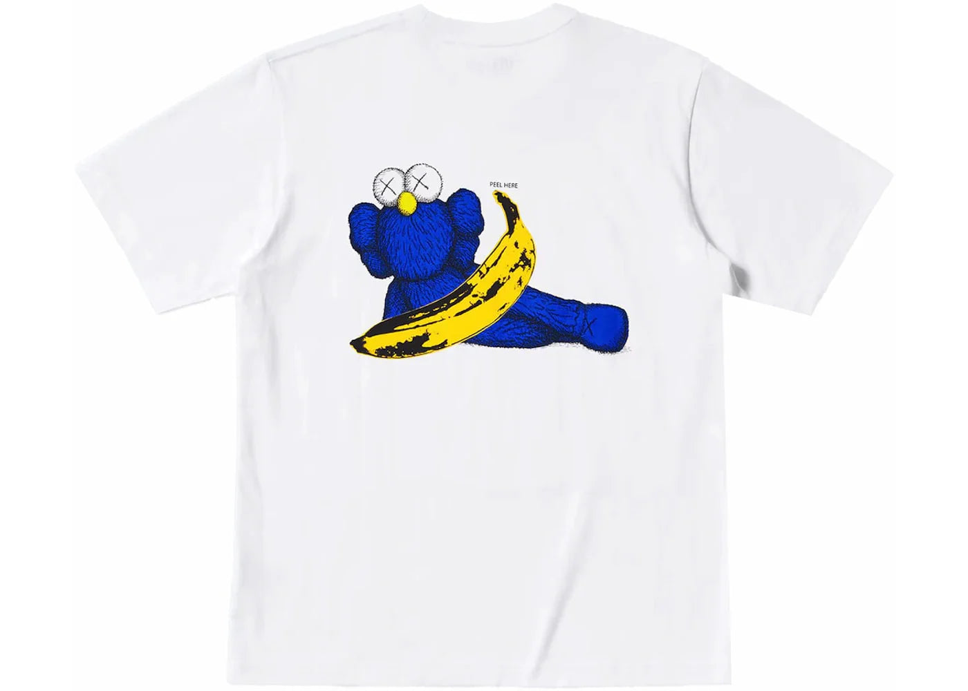 Kaws x Uniqlo x Andy Warhol Front Small XX Back Blue BFF Banana Tee White