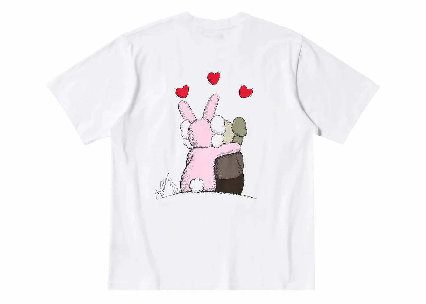 Kaws x Uniqlo x Andy Warhol Front Kiss Back Hugging Couple Tee White