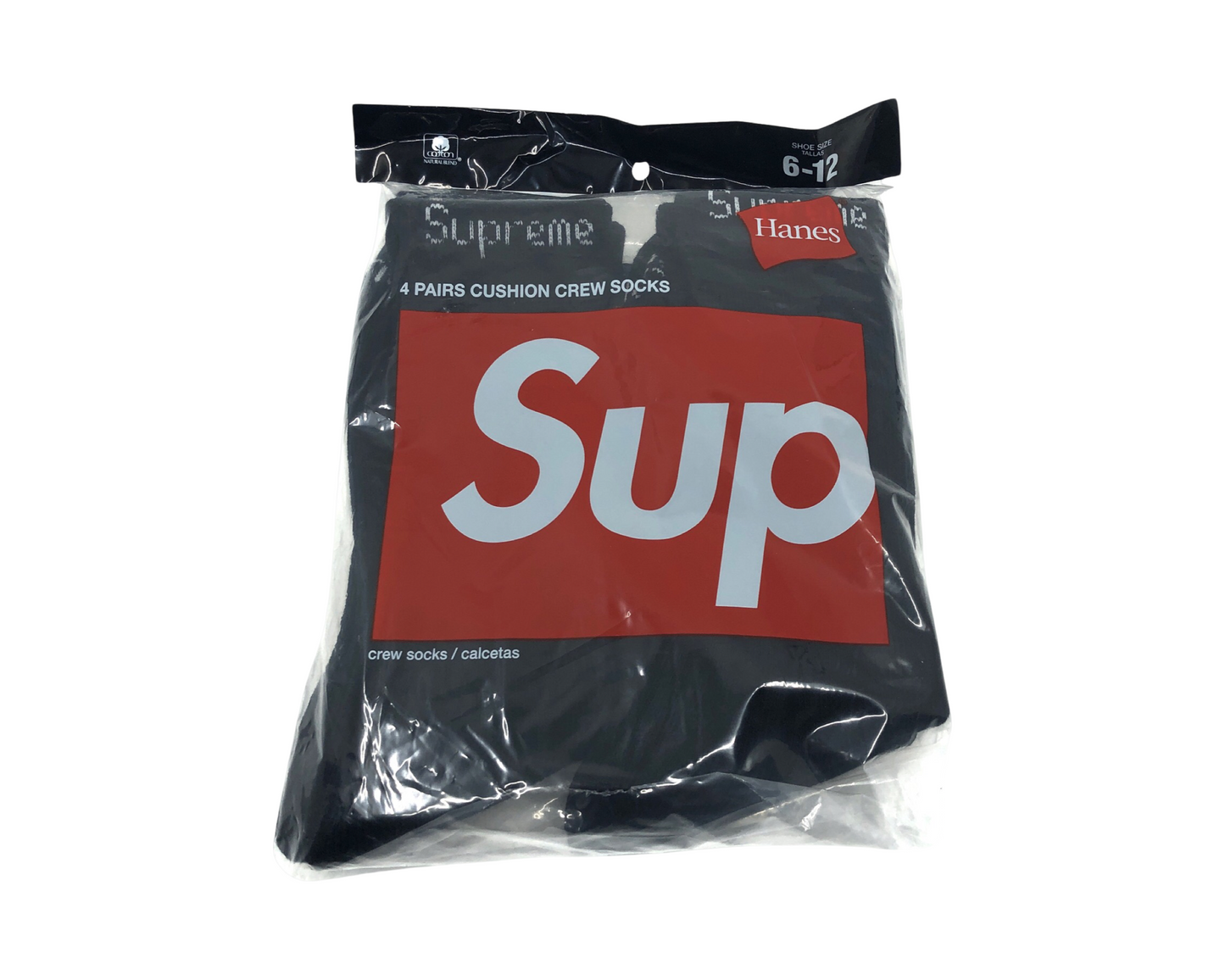 Supreme Hanes Crew Socks (4 Pack) Black