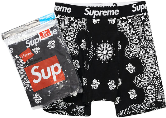 Supreme Hanes Bandana Boxer Briefs (2 Pack) Black