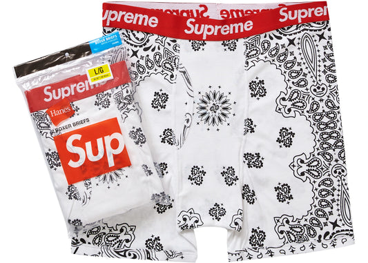 Supreme Hanes Bandana Boxer Briefs (2 Pack) White