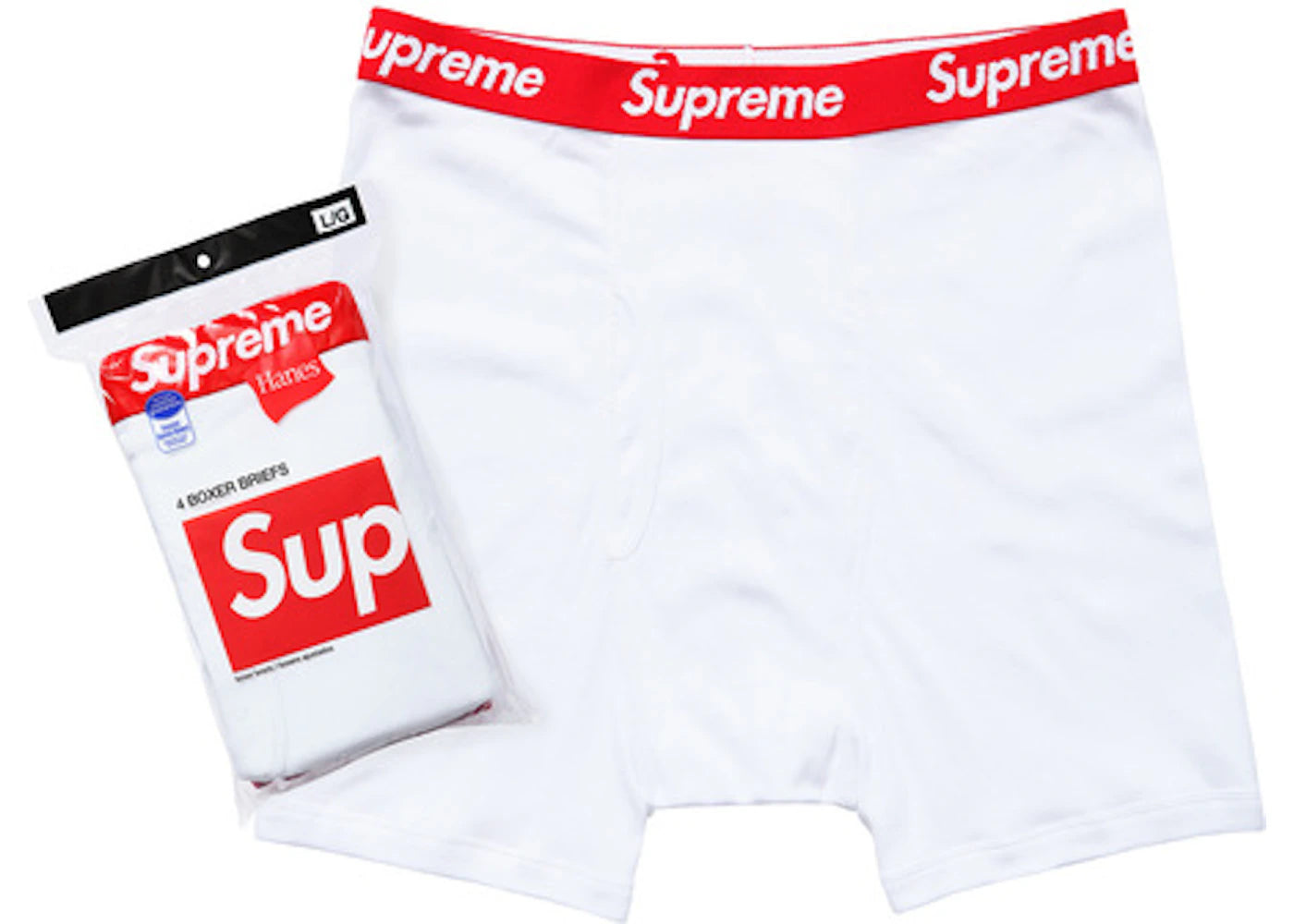 Supreme Hanes Boxer Briefs (4 Pack) White