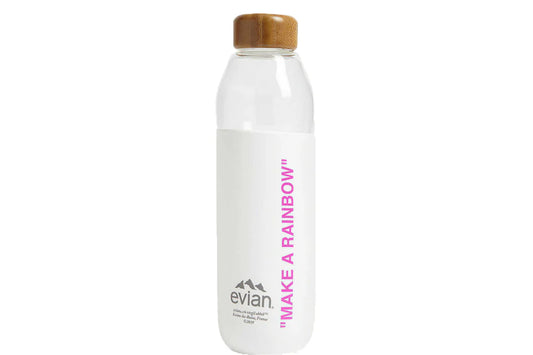 EVIAN BY VIRGIL ABLOH x SOMA Make A Rainbow Refillable Glass Water Bottle White/Pink