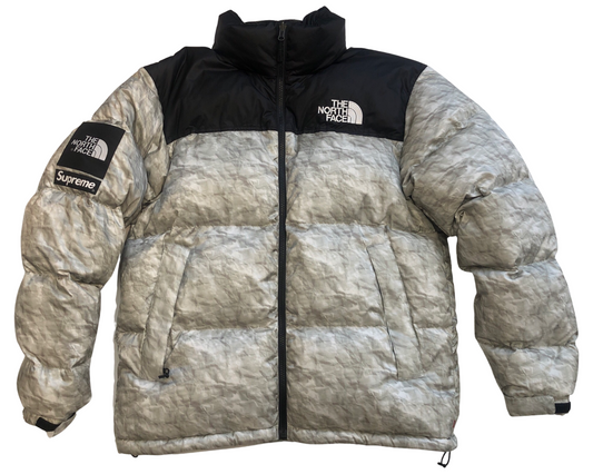 Supreme The North Face Paper Print Nuptse Jacket Paper Print